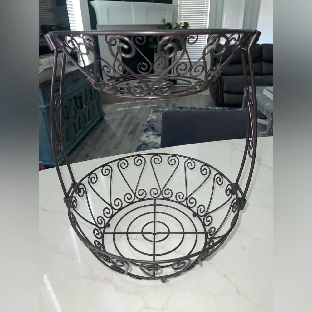 Simple Houseware Bronze 2-Tier‎ Countertop Fruit Basket Bowl Storage
